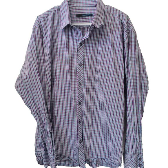 Zachary Prell Gray Purple Blue Stripe Long Sleeve Button Down Shirt Size XXL - Picture 2 of 7